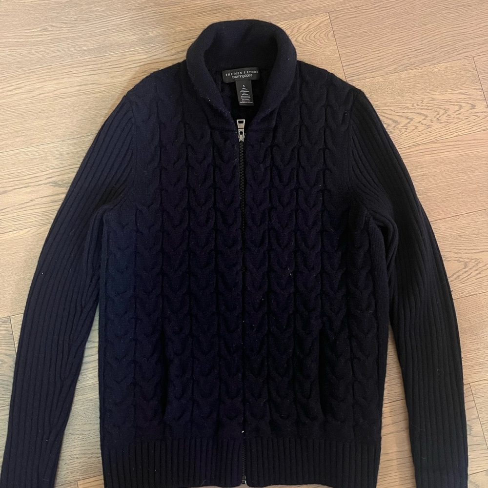 Bloomingdale's Men's Dark Blue Zip-Up Sweater